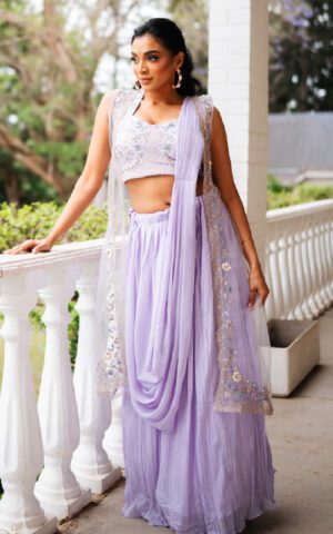 Lavender Dream Ready To Wear Saree Set