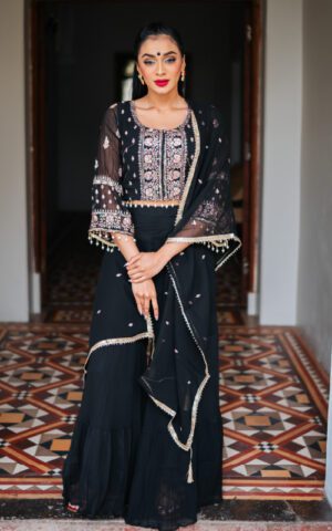Midnight Bloom Sharara Set