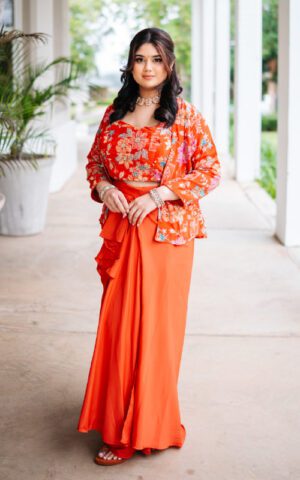 Blossom Jacket Skirt Set- Pink