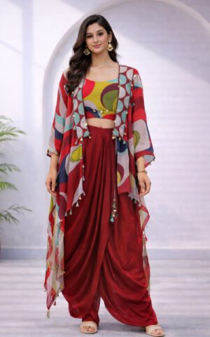 MAROON FUSION SKIRT SET